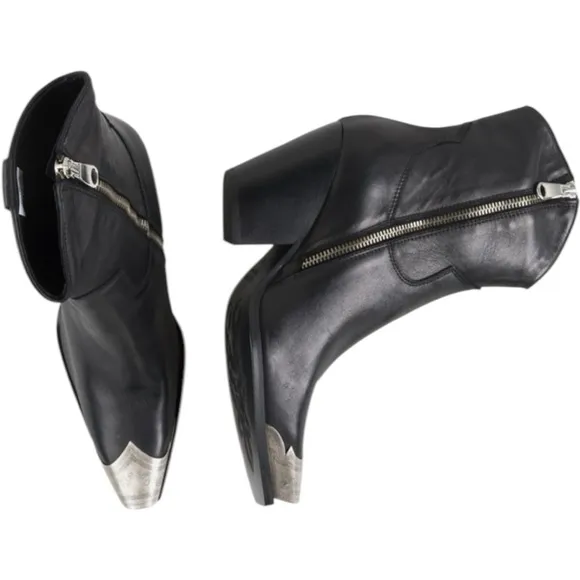 NWT Free People Faster Horses Western Leather Boots in Black