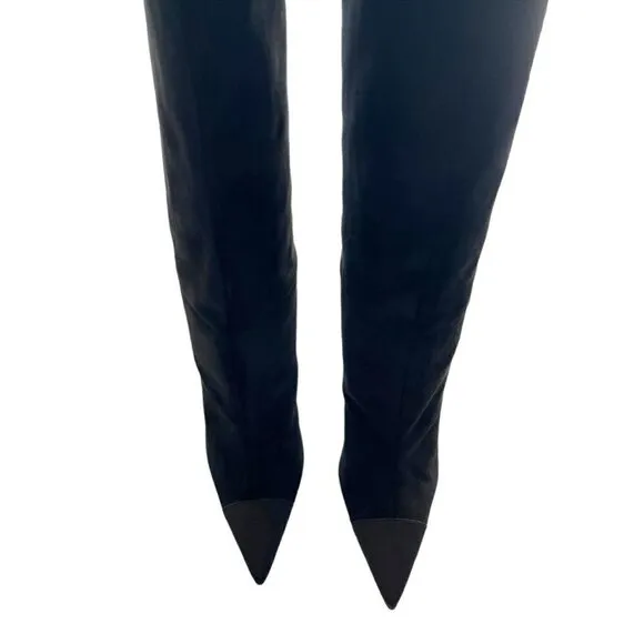 NWT Good American Black Suede Over the Knee Slouch Boots Women's Sz 6