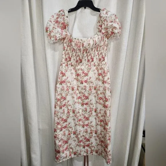Nwt House of CB‎ Bellucci Rose Floral Print Shirred Midi Sundress XL
