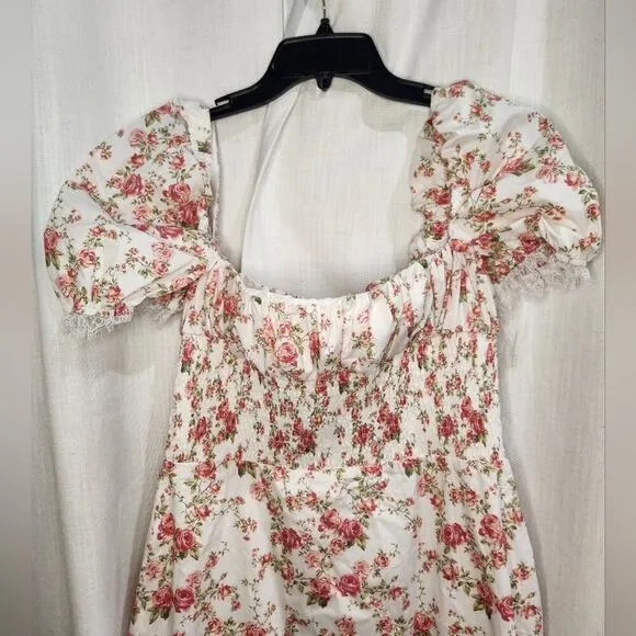 Nwt House of CB‎ Bellucci Rose Floral Print Shirred Midi Sundress XL