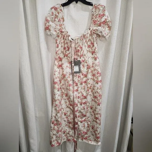 Nwt House of CB‎ Bellucci Rose Floral Print Shirred Midi Sundress XL