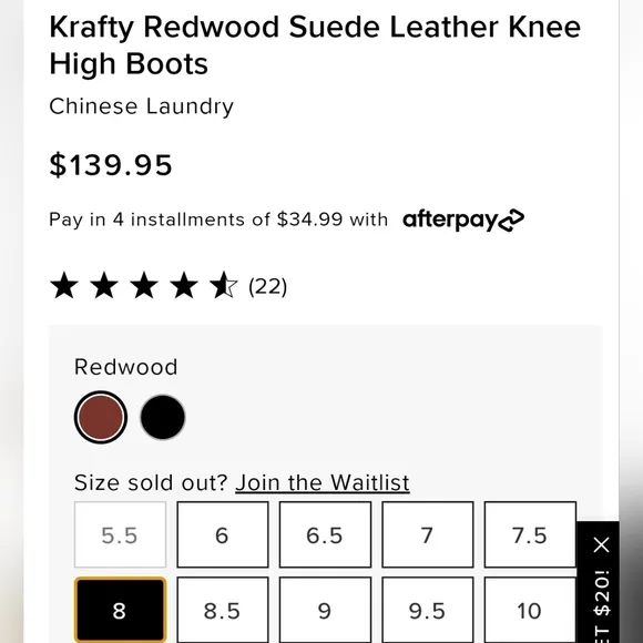 NWT Lulu's Chinese Laundry Krafty Redwood suede leather boots size 8