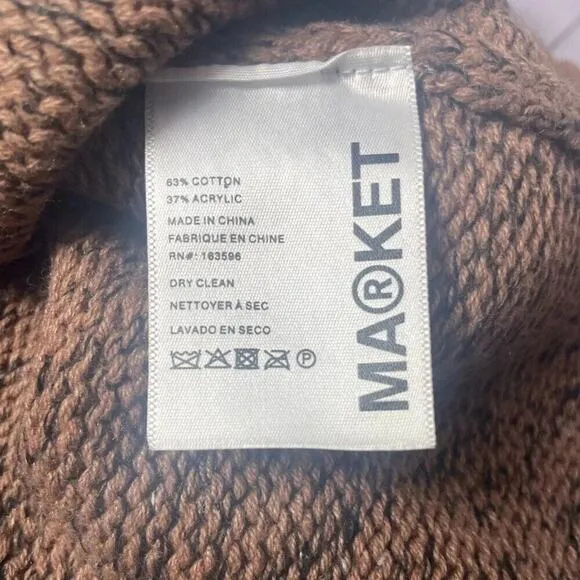 NWT Market Studios Sunrise Sweater Crew Neck Smiley Brown Unisex Mens Size Large