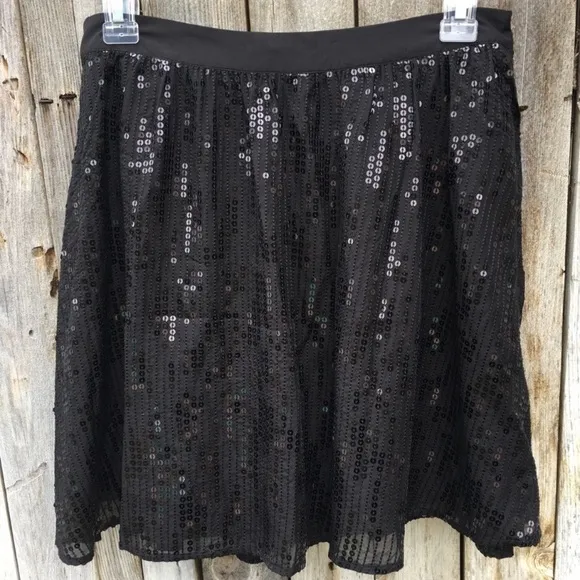 NWT Michael Stars Sequin Silk Mini Skirt Black S