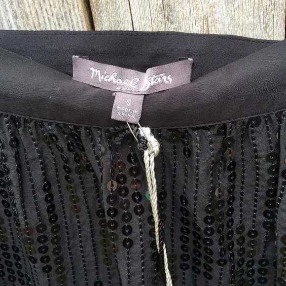 NWT Michael Stars Sequin Silk Mini Skirt Black S
