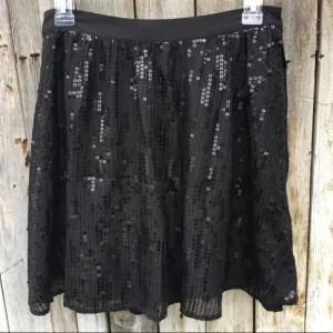 NWT Michael Stars Sequin Silk Mini Skirt Black S