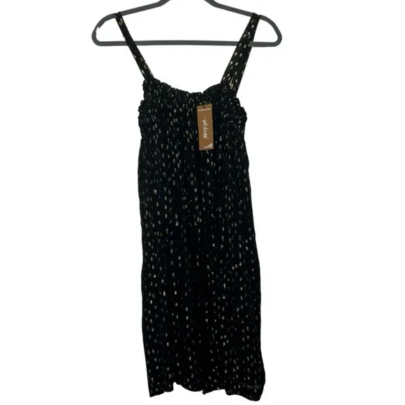 NWT | Nasty Gal | Black &amp; Gold Spot Strappy Smock Mini Dress | Size XS