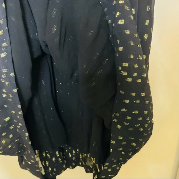 NWT | Nasty Gal | Black &amp; Gold Spot Strappy Smock Mini Dress | Size XS
