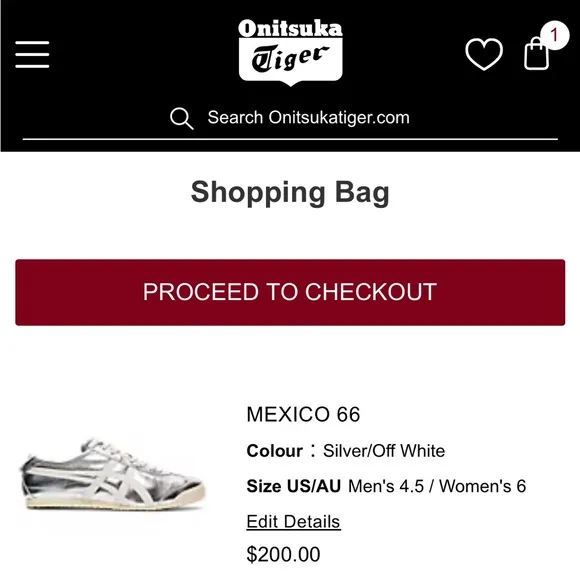 NWT Onitsuka Tiger Mexico 66 Silver Off White Sneakers Size 6