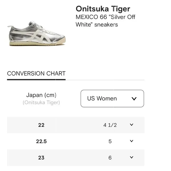 NWT Onitsuka Tiger Mexico 66 Silver Off White Sneakers Size 6