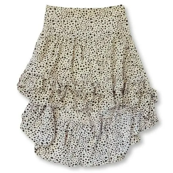 NWT POL Asymmetrical Ruffle Hem Leopard Print Mini Skirt
