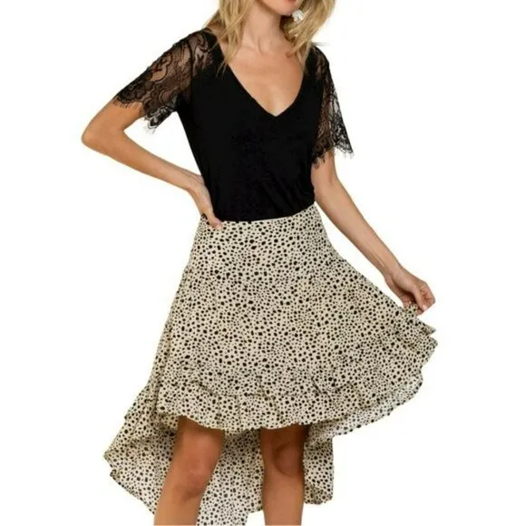 NWT POL Asymmetrical Ruffle Hem Leopard Print Mini Skirt