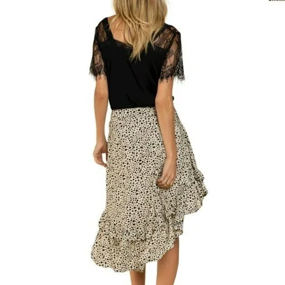 NWT POL Asymmetrical Ruffle Hem Leopard Print Mini Skirt