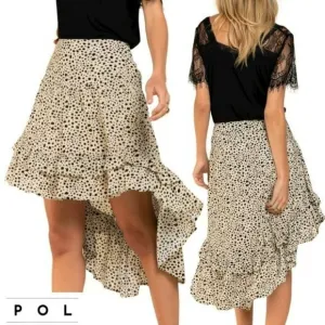 NWT POL Asymmetrical Ruffle Hem Leopard Print Mini Skirt