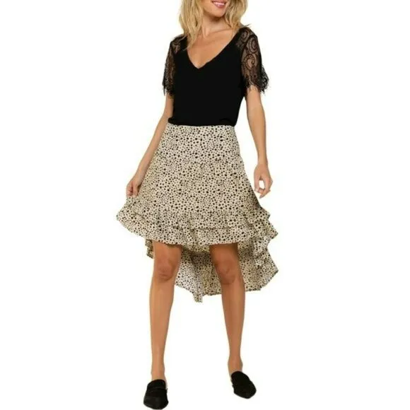 NWT POL Asymmetrical Ruffle Hem Leopard Print Mini Skirt