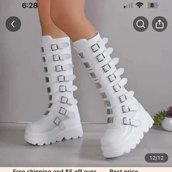 NWT-Rad Cool White Huge Platform Boots Size 39