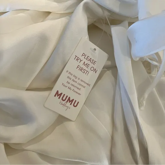 NWT Show Me Your Mumu Small Samantha Ruffle Wrap Dress Ivory Satin $198