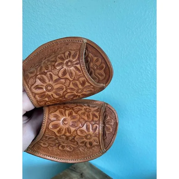 NWT Stetson Women's Brown Floral Flowers Slide On Sandal Shoes Size 6