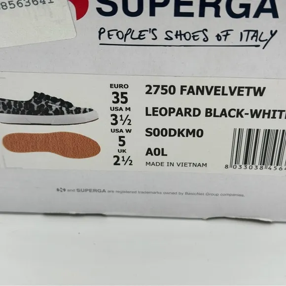 NWT Superga Classic Low Velvet Leopard Cheetah Black White Sneakers Shoes Unisex