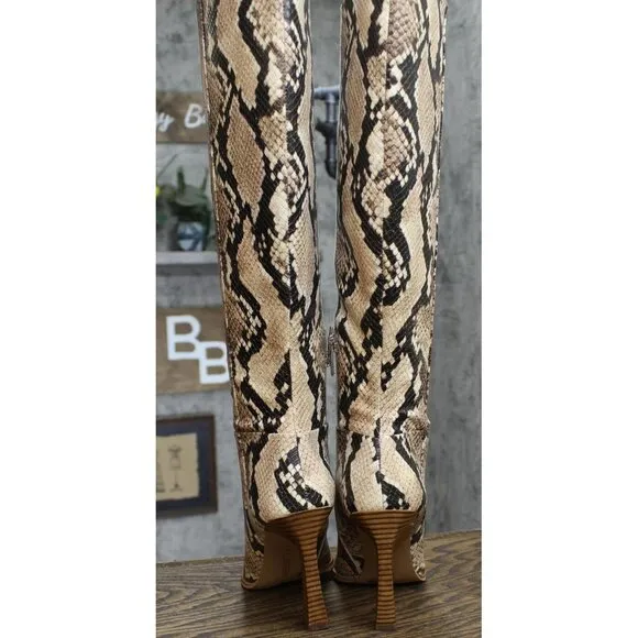 NWT Vince Camuto Snakeskin PESLNA Stiletto Fashion Boot Desert Python Brown 6.5M