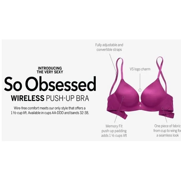 NWT VS Very Sexy Moonlit Garden PUSH UP BRA Shine Strap THONG PANTY 34DD M