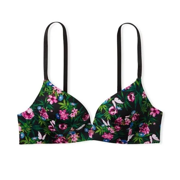 NWT VS Very Sexy Moonlit Garden PUSH UP BRA Shine Strap THONG PANTY 34DD M
