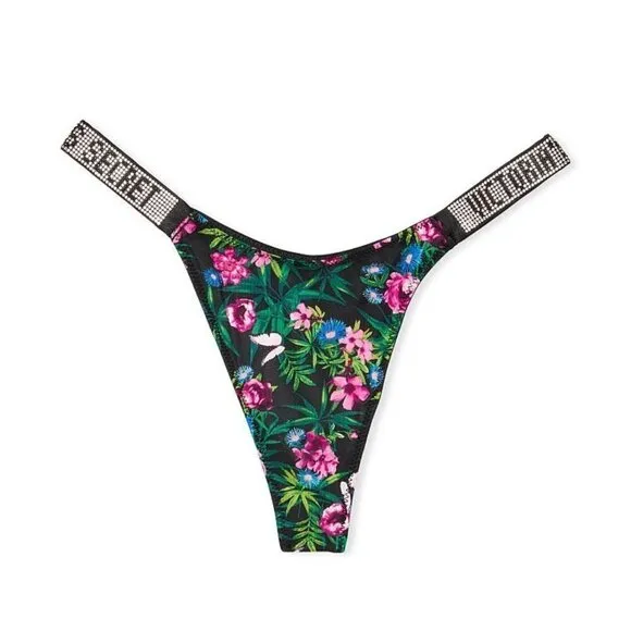 NWT VS Very Sexy Moonlit Garden PUSH UP BRA Shine Strap THONG PANTY 34DD M