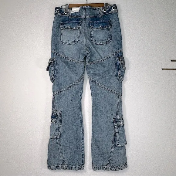 NWT WeThe Free Call Me Crazy Low Rise Flare Cargot in Ballistic Blue SZ 29‎