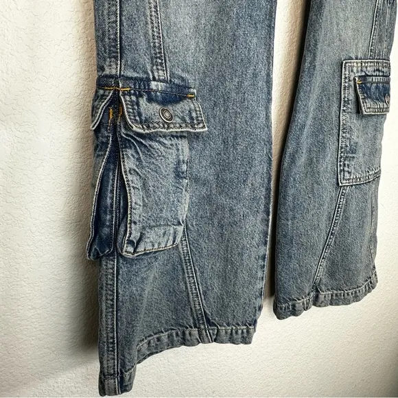 NWT WeThe Free Call Me Crazy Low Rise Flare Cargot in Ballistic Blue SZ 29‎