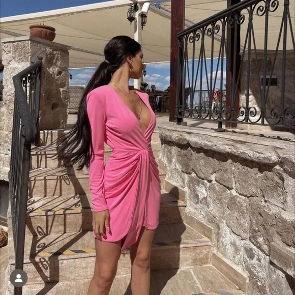 NWT Zara Pink Draped  Mini Dress
