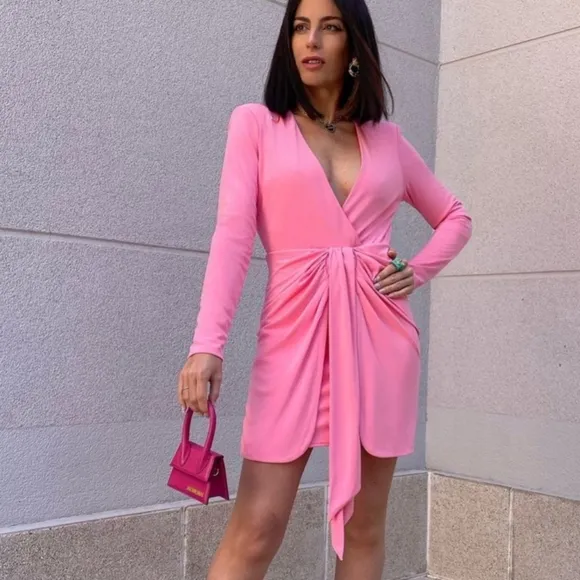 NWT Zara Pink Draped  Mini Dress