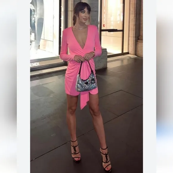 NWT Zara Pink Draped  Mini Dress