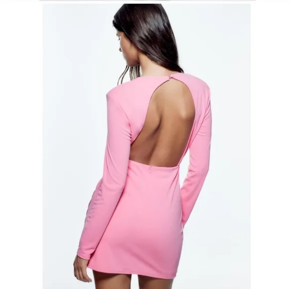 NWT Zara Pink Draped  Mini Dress