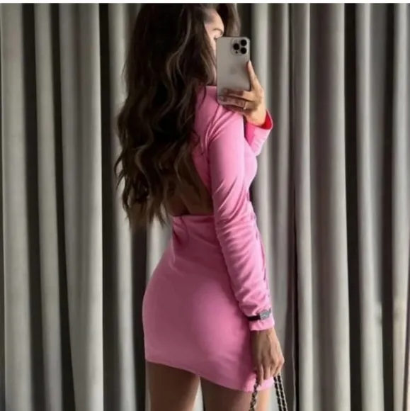 NWT Zara Pink Draped  Mini Dress