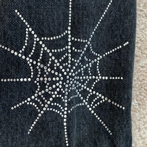 NWT ZARA SPECIAL EDITION RHINESTONE SPIDER  DENIM BLACK CROPPED JACKET SIZE L