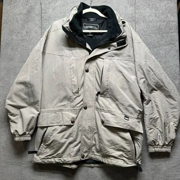 Obermeyer  Jacket Men M Beige‎ Thermo Removable Liner Heavy Winter Coat Vintage