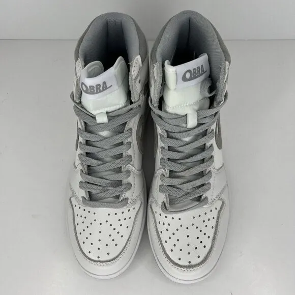 Obra Classic White and Slate Gray Lace-Up High-Top Sneakers Mens Size 8.5 Shoes