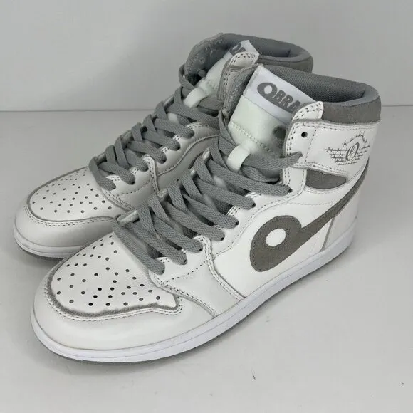 Obra Classic White and Slate Gray Lace-Up High-Top Sneakers Mens Size 8.5 Shoes