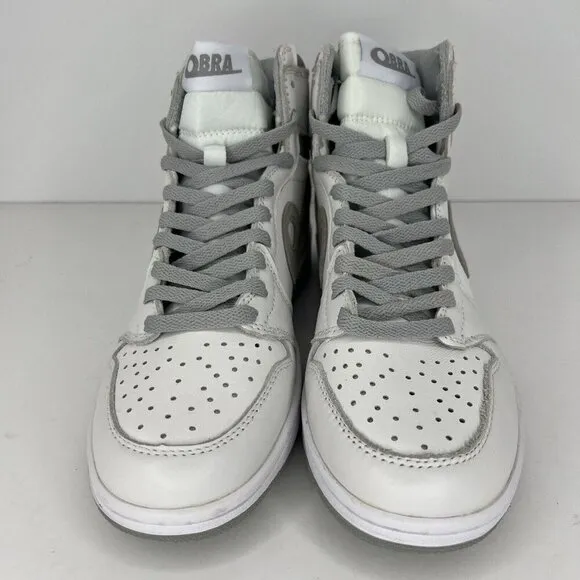 Obra Classic White and Slate Gray Lace-Up High-Top Sneakers Mens Size 8.5 Shoes