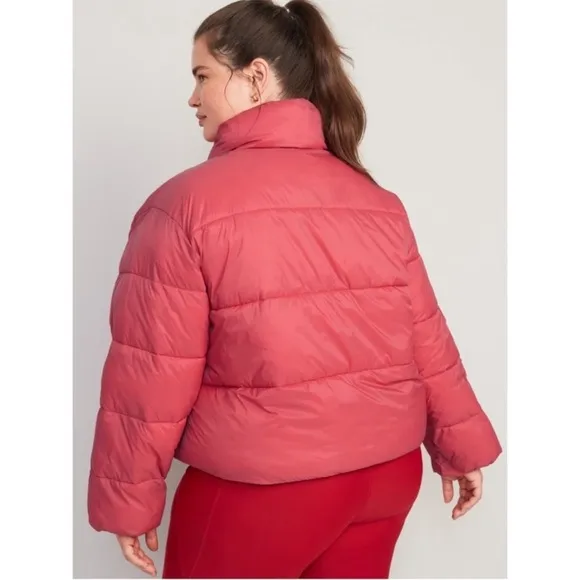 OLD NAVY Water-Resistant Frost Free Short Puffer Jacket in Cactus Flower
