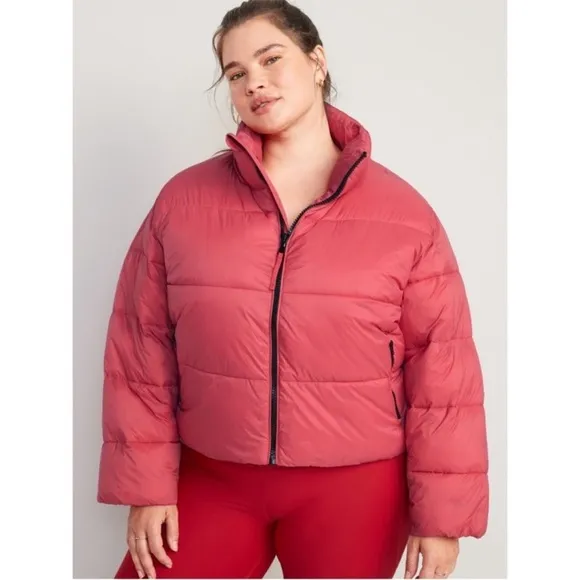 OLD NAVY Water-Resistant Frost Free Short Puffer Jacket in Cactus Flower