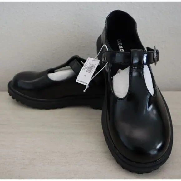 Old Navy 416676-011 Girl's Sz 1Y Black Jack Chunky Platform Mary-Jane Shoes