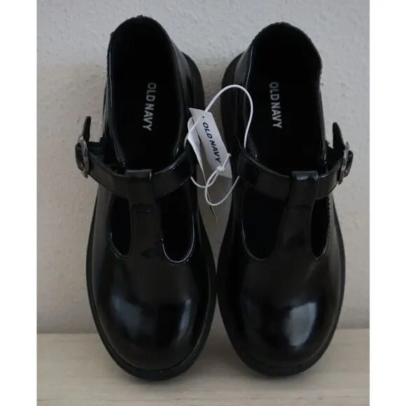 Old Navy 416676-011 Girl's Sz 1Y Black Jack Chunky Platform Mary-Jane Shoes