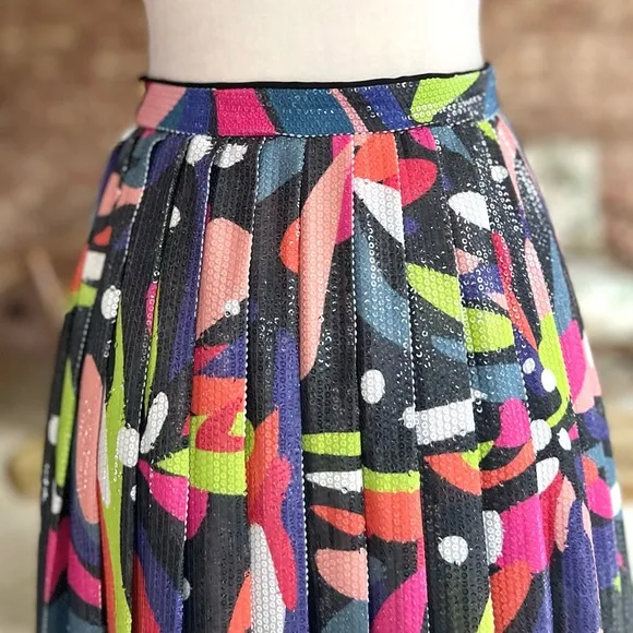 Olivia Rubin Esme Sequin Embellished Multicolor Midi Skirt 6