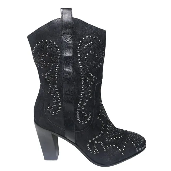Olivia SP Women's Black Silver Studded Boots Size 9M
