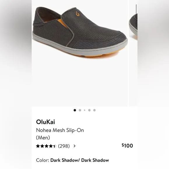 OluKai Men’s Nohea Mesh Gray Slip-On Shoes Size 9