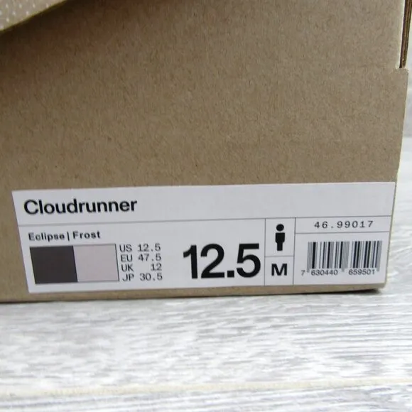 ON Cloudrunner Athletic Running Shoes Mens Size 12.5 Black White NEW #46.99017
