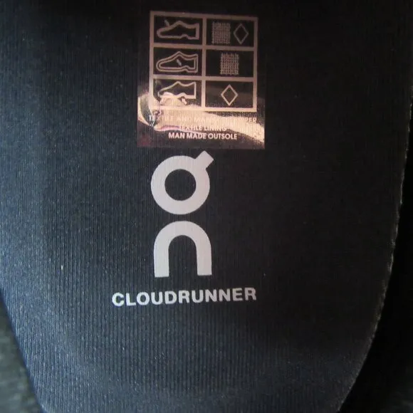 ON Cloudrunner Athletic Running Shoes Mens Size 12.5 Black White NEW #46.99017