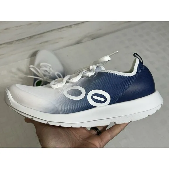Oofos OOmg Sport LS Low Mens Size 10 EU 43 Running Walking Shoes Blue White