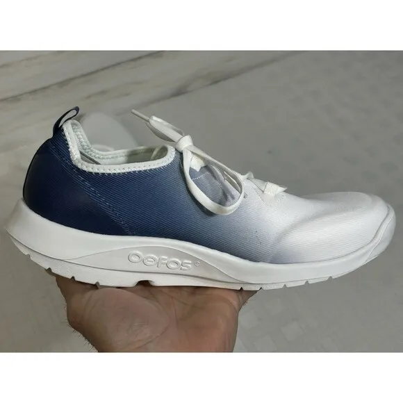 Oofos OOmg Sport LS Low Mens Size 10 EU 43 Running Walking Shoes Blue White